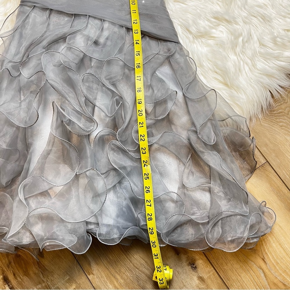 May Queen Gray Ruffle Rhinestone Formal Dress. Size 4 EUC - Picture 11 of 12